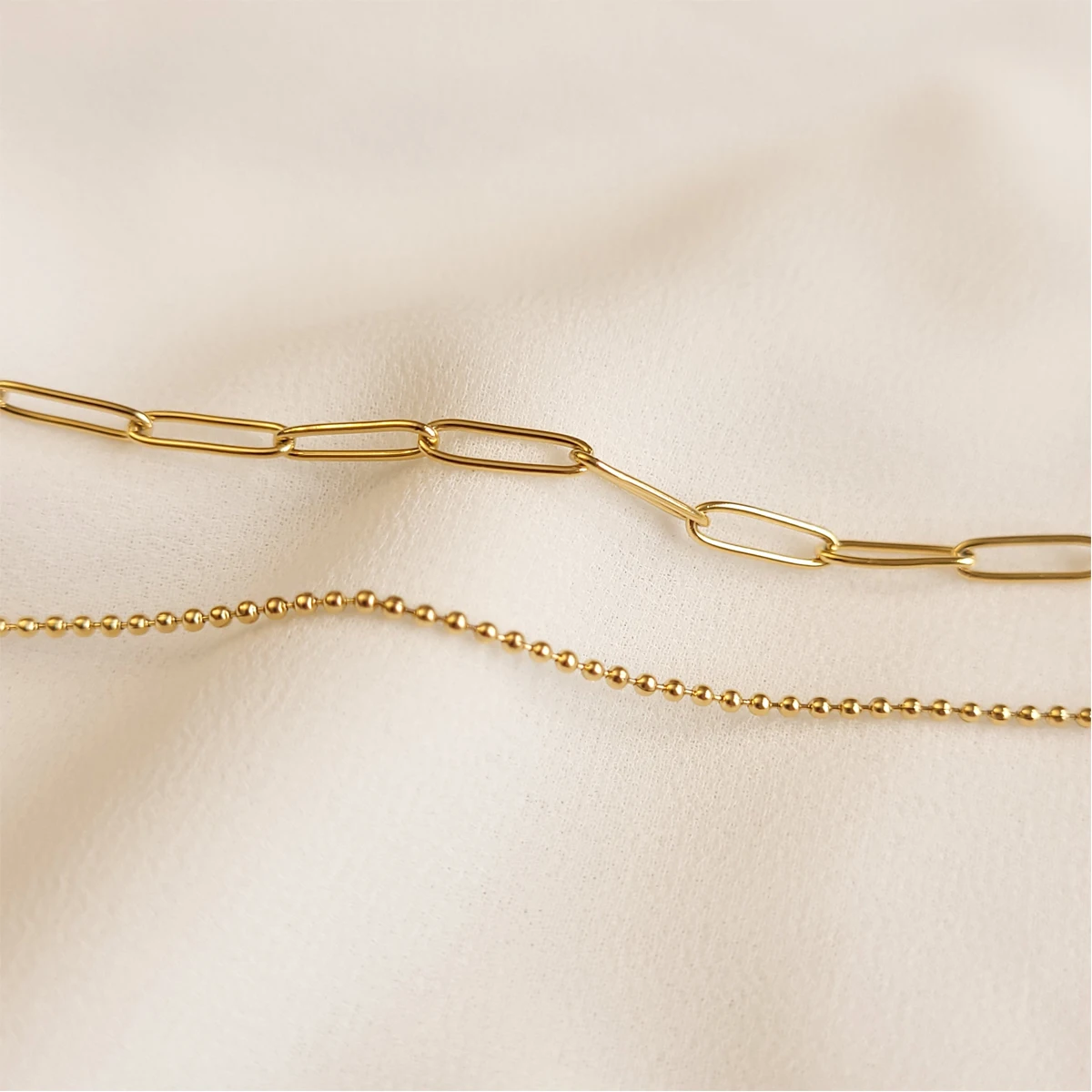 Designer 18K Gold Plated Layered Paper Clip Chain Necklaces for Women Dainty Stainless Steel Link Necklace Waterproof