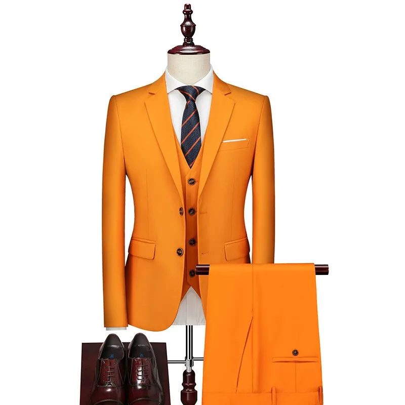 Y2603 British Style Business Suit for Men Slim Fit Jacket+Vest+Pant 3 Piece Set Formal O aperçu 13
