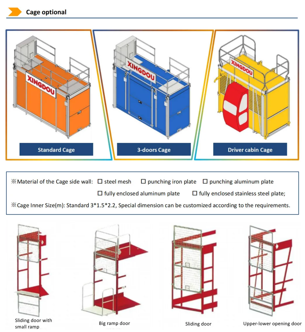 SC100 Building Construction Elevators for Lifting Cargo and Passengers