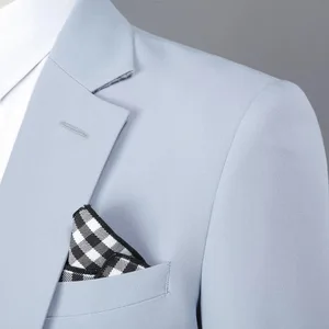2 Pieces High Quality Men's Slim Haute Couture Single Breasted Sky Blue Classic Suit  Quality Producer