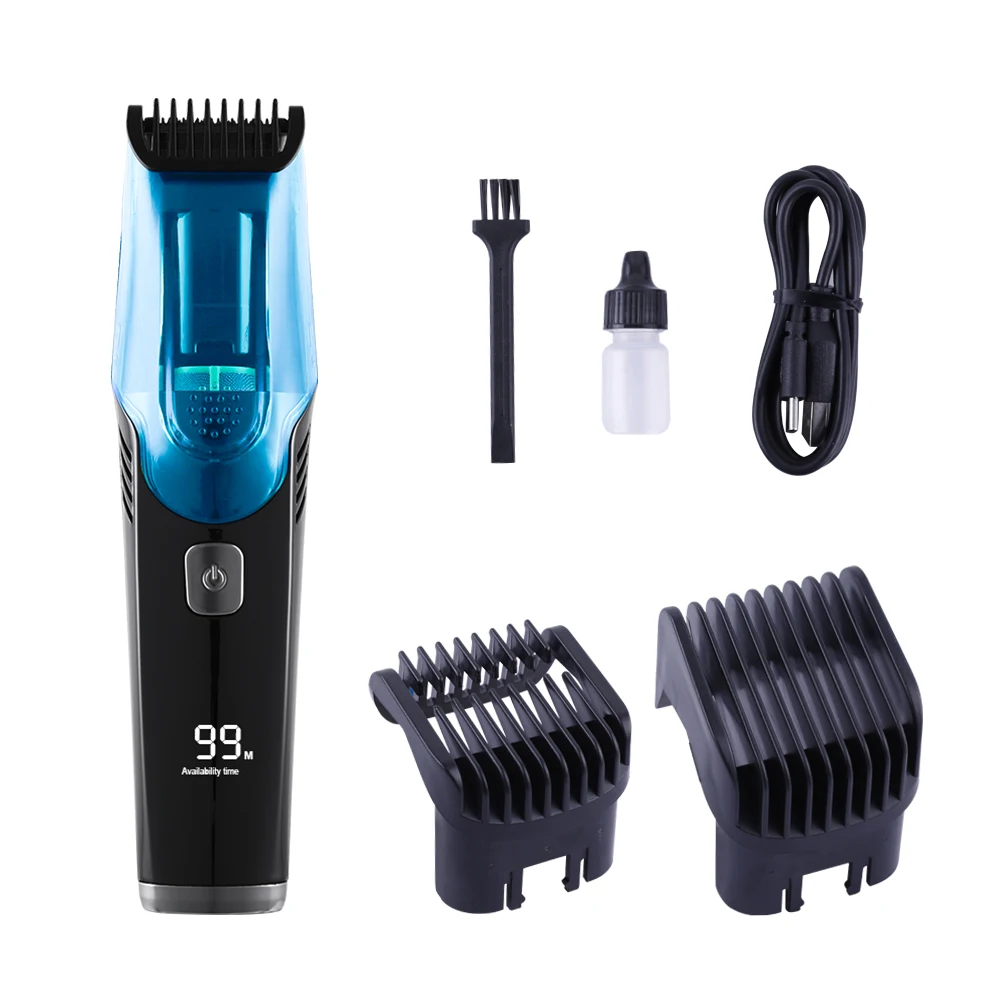 Cordless Beard Trimmer for Men USB Rechargeable Stainless Steel Blade LED Display Vacuum 5W 1200mAh
