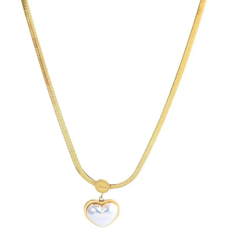 Wholesale No Fade Stainless Steel  18k PVD Gold Plated Korean Necklace Fashion Luxury Love Shell Necklace Fashion Jewelry