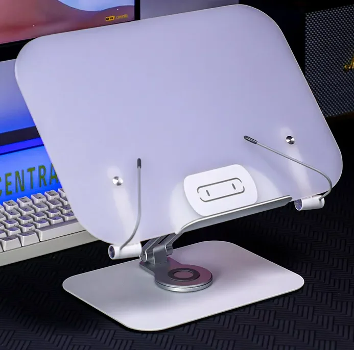 Boneruy 360 Rotatable Book Reading Stand Acrylic  Page Paper Clips Cookbook Textbook  Magazine Book Holder  Document Holder