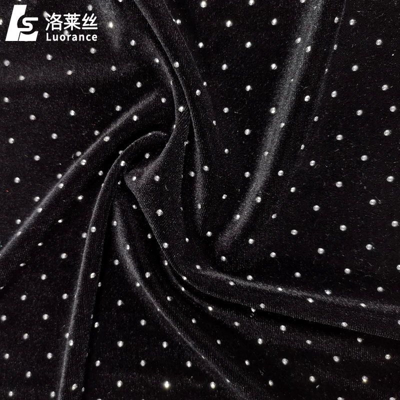 Black rhinestones chiffon fabric #50724 - Design My Fabric