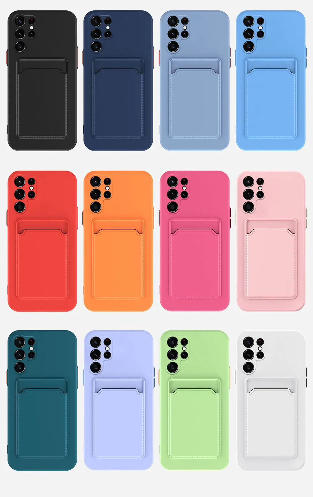 Liquid Silicone Phone Case For Samsung A55 54 35 34 25 24 15 14 S23 22 21Ultra Wallet Cases Pure Colour Skin Feel Sjk432 Laudtec details