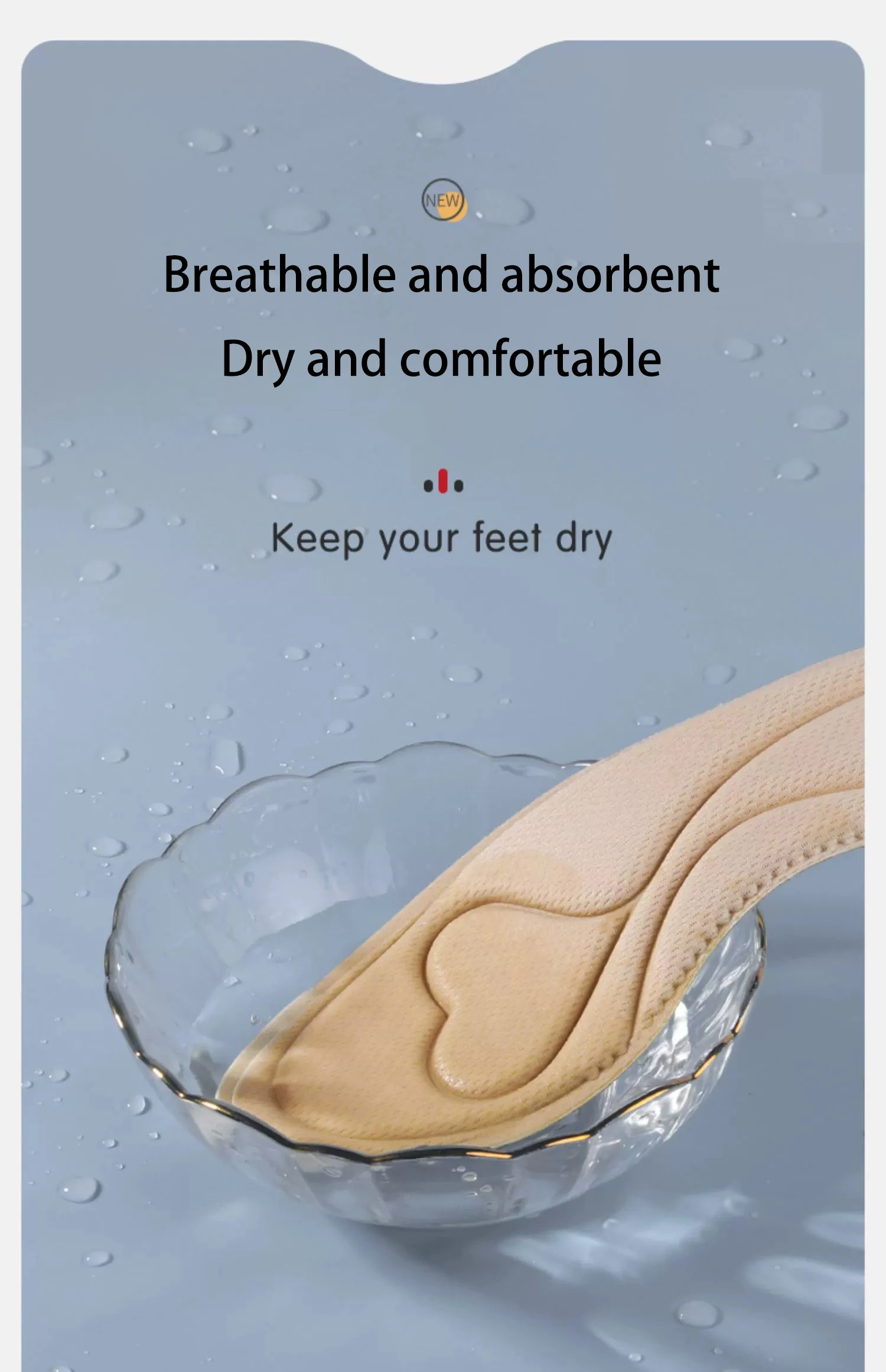 5D Heart Pattern Women's Insoles, High-Density Cotton & Wormwood Deodorization