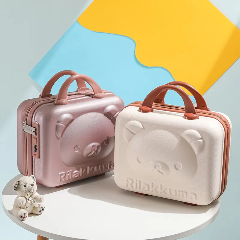 Mini Maleta de Viaje y Estuche de Cosméticos de 14 y 16 Pulgadas con Diseño  de Oso de Dibujos Animados Ligero y con Contraseña