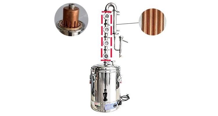 Distiller Stack 70L Electric Stainless Steel Alcohol Distiller Vodka Whiskey Brandy ...