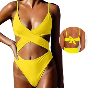 New Design High Waisted Tummy Control Swimwear Cut Out Back Adjustable Straps - Sexy Beachwear for Women Swimsuit