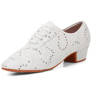 Customizable Soles Heel Mesh Women's Dance Shoes Salsa Latin Dance Shoes Girls Soft Soles Training Ballroom Dance Shoes 3.5/5cm