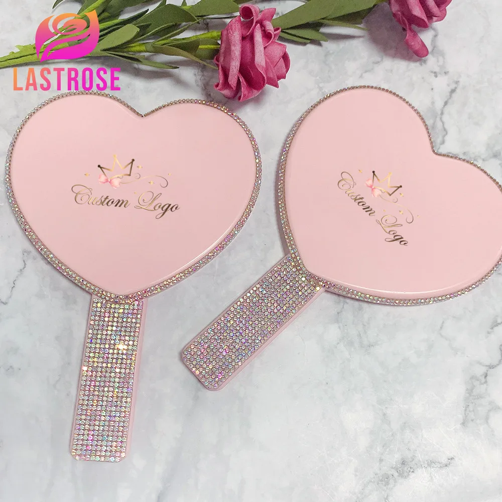 Custom Handheld Mirror Square Heart Shape Mirror Wholesale Eyelash