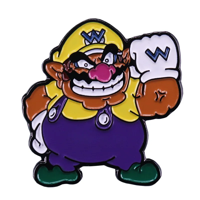 anime cartoon wario brooch video game enamel lapel pin badge
