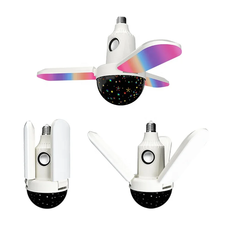 LED Three-Leaf Wireless Music Lamp with Starry Sky Projector