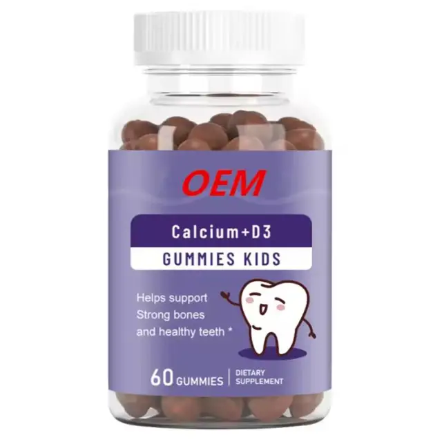 Helps Support Strong Bones and Healthy Teeth 60 Gummies Kids Calcium+D3 Gummies Dietary Supplement for Children