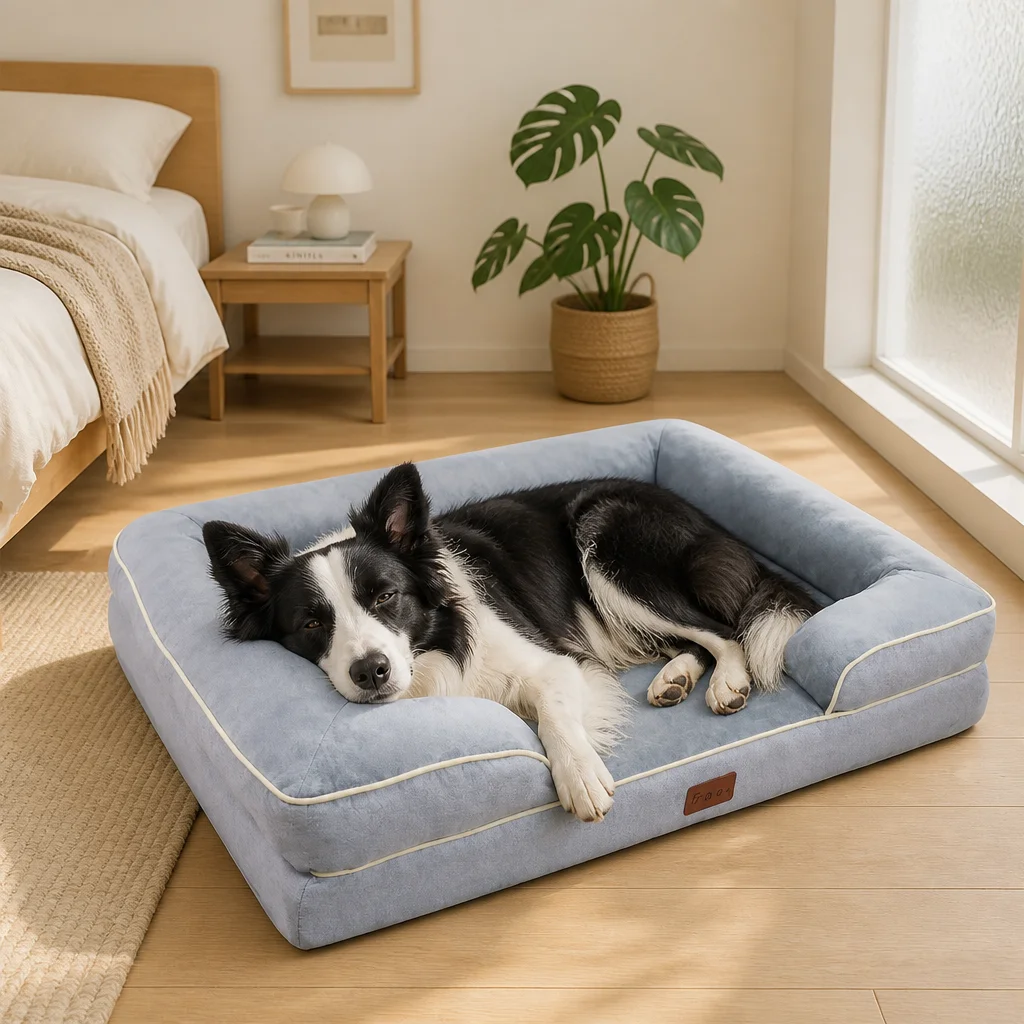 Faux Suede Rectangle Orthopedic Dog Bed — Product details 2
