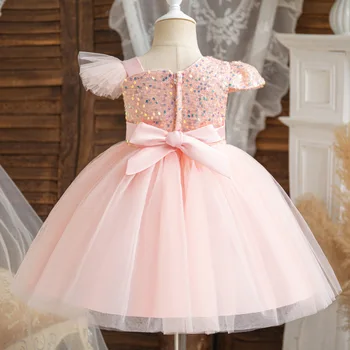 Mädchen-Kleid Mit Blumen-Fliege – ärmellos, Rosa, Knielang, Perfekt Für Hochzeiten, Partys & Festliche Anlässe