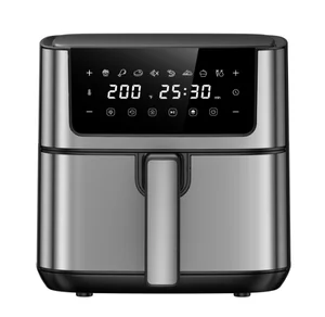 8L Classic Square Stainless Steel Digital Control Oil-Free Electric Air Fryer with Non-Stick Surface for Household Use