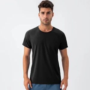 Custom Logo Printing Men's Quick Dry Fit Sport Running Tshirt Athletic Mesh Short Sleeve Black T Shirts