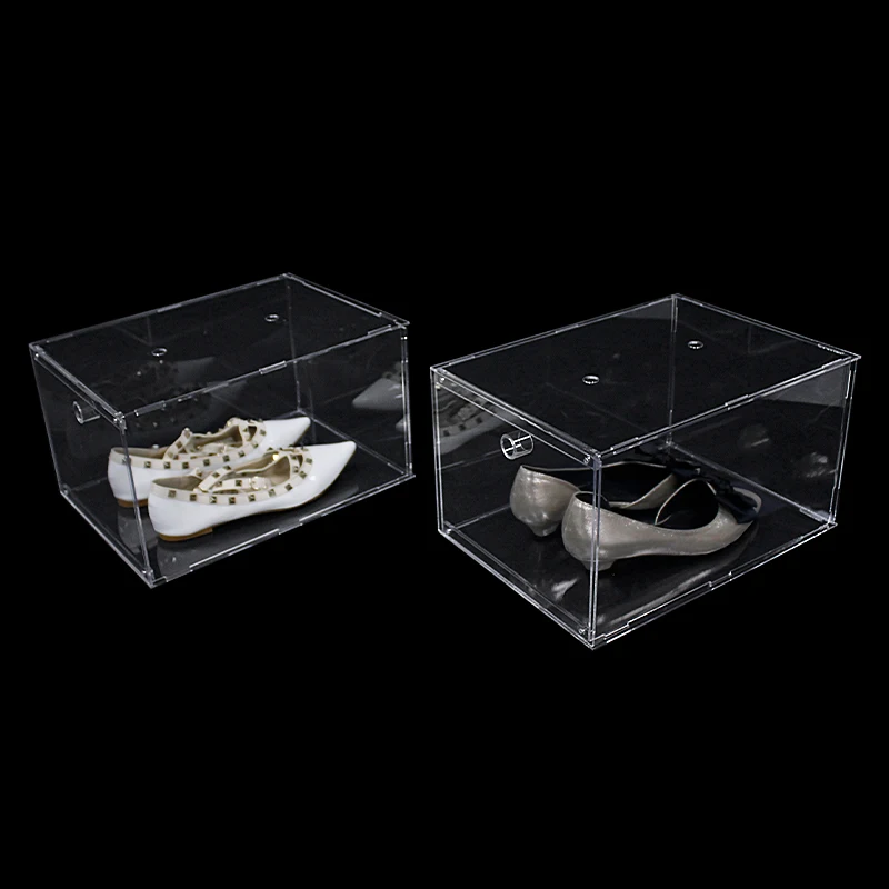 Stackable Clear Acrylic Sneaker Shoe Display Boxes Foldable Sneaker