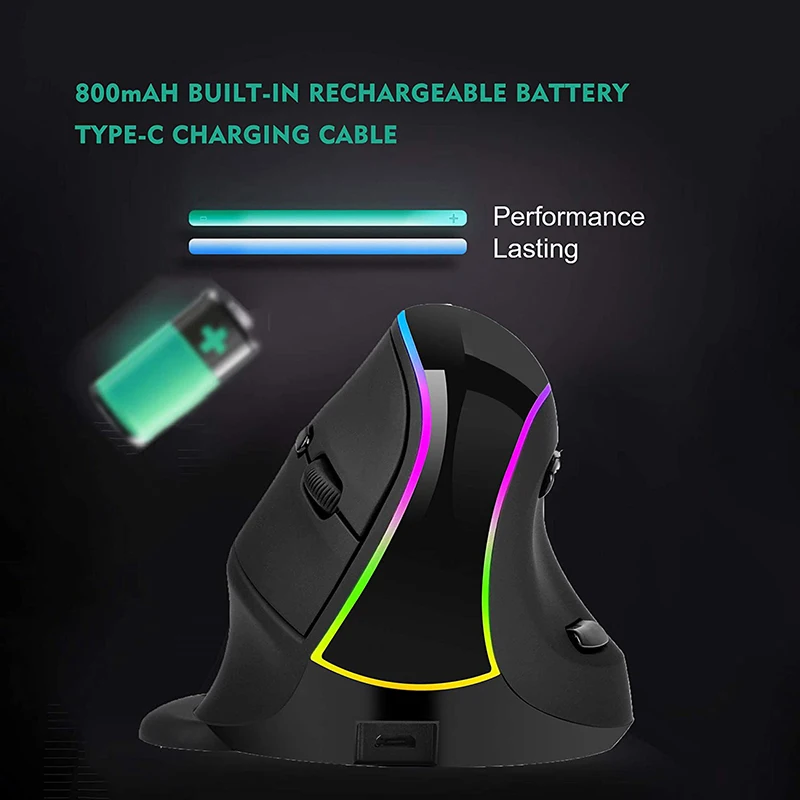 2.4G Wireless Mouse Ergonomic Optical Mice Rechargeable Vertical Mouse for Laptop Desktop PC Removable Palm Rest Thumb Buttons - Image 4