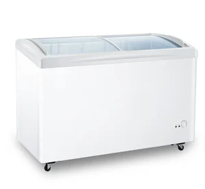 360L Double Sliding Glass Doors Chest Freezer Household Energy-Saving