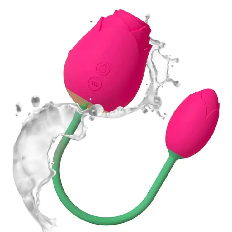 The 2 in 1 Rose Vibrator Dildo Egg Double Head Vagina Sexy Toys for Men Adult Sex Rose Vibrator