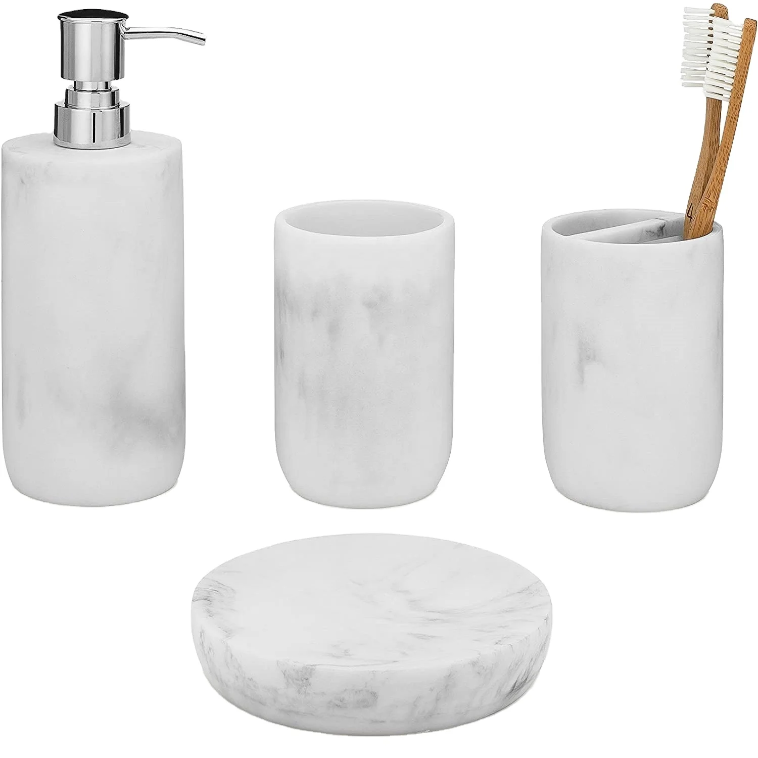 European style pure white resin bathroom accessories bath set