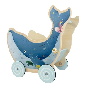 Baby Walker Modern Wooden Whale Walker for Unisex Kids 12M+ Multifunctional Induction Educational Toy