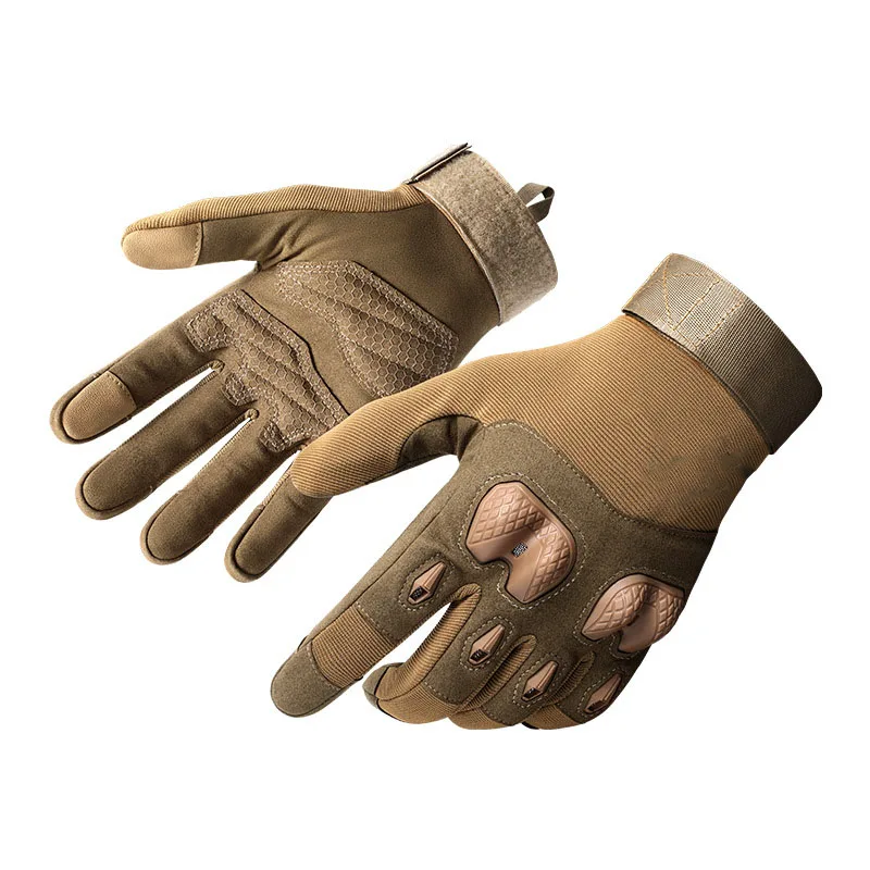 Men's Full-Finger Leather Tactical Gloves Outdoor Sports Fitness Training Motorcycle Riding Non-Slip Touch Screen Compatibility
