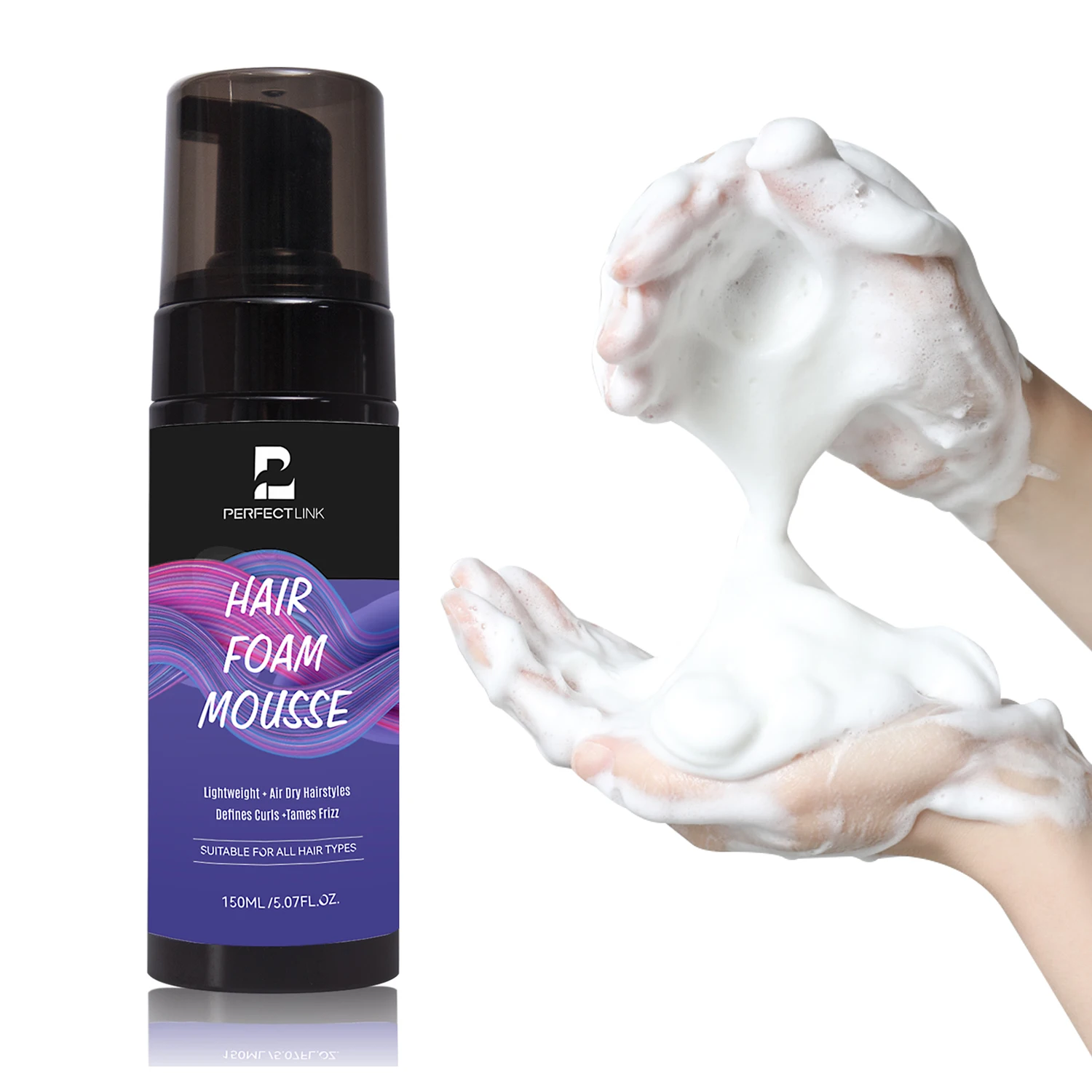 Private Label Hair Mousse Styling Foam Anti Frizz Strong Fast Styling