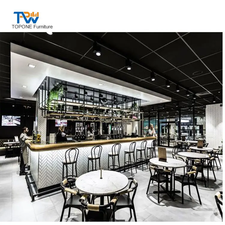 Industrial Restaurant Interior Design - Boat Shaped Bar Counter