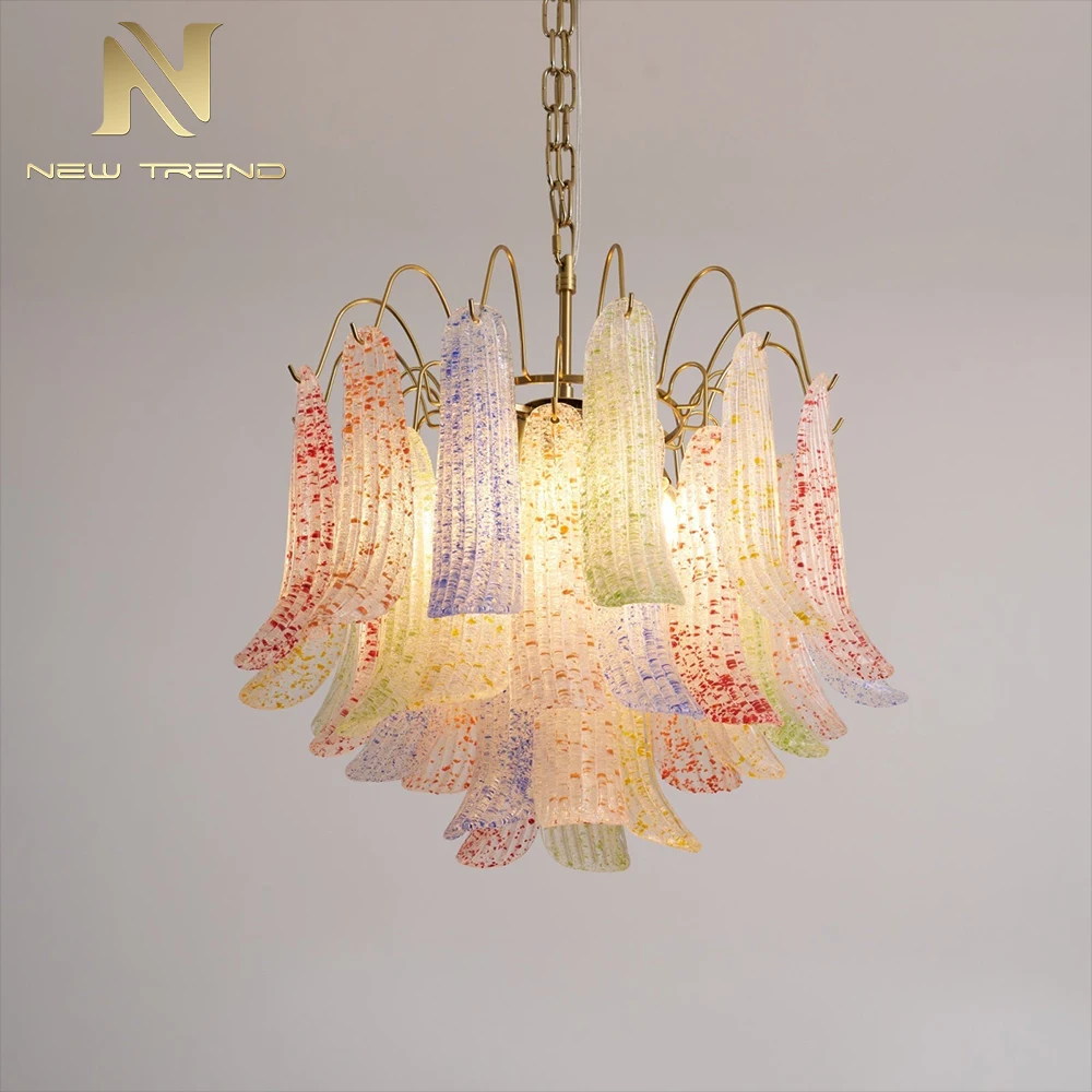 CPL-453 Custom French Vintage Murano Glass Chandelier – Colorful Art Pendant Light for Villa Loft & Living Room