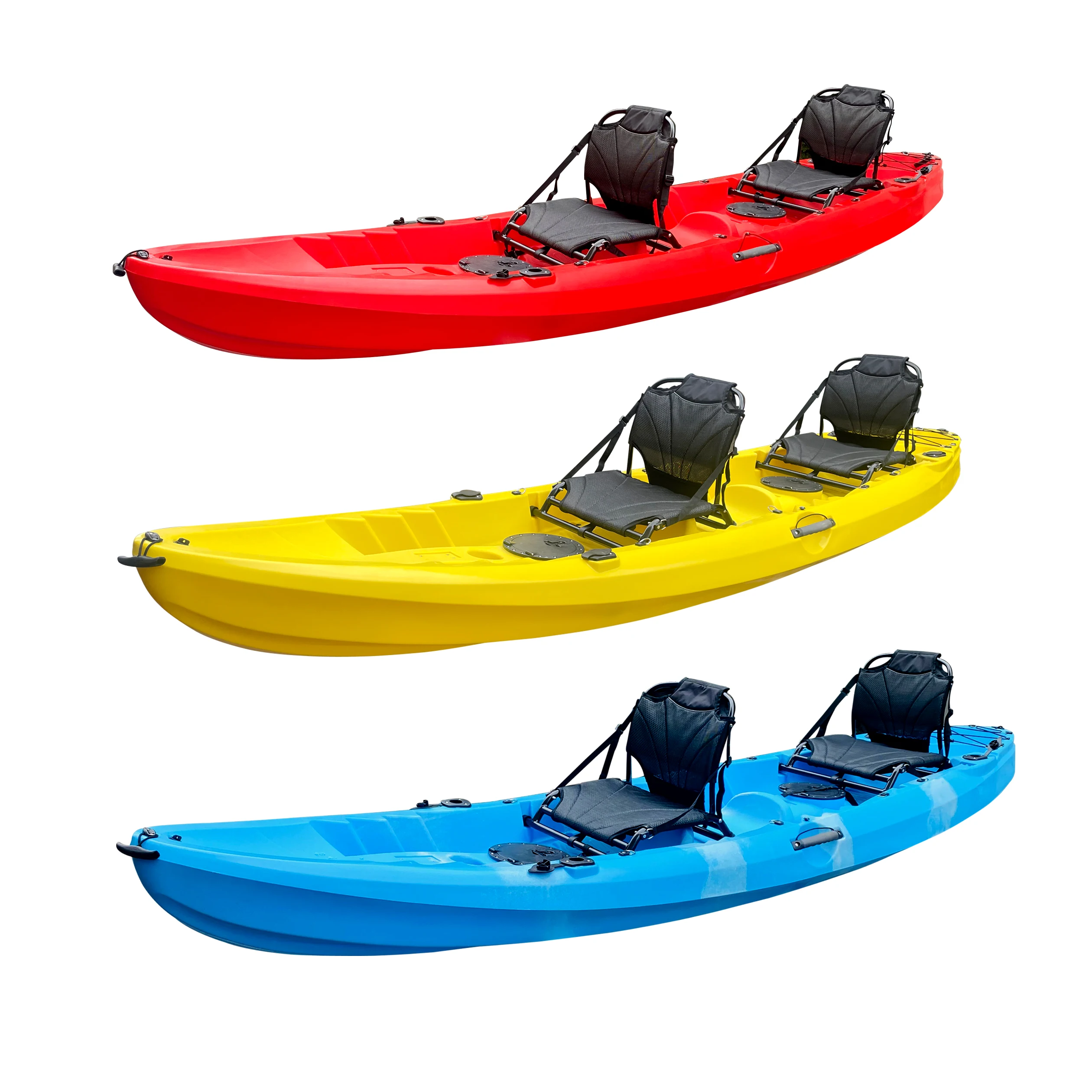 Outdoors Hard Plastic Fishing Tandem Kayak, 2 or 3 Person Sit on Top Kayak Package with 2 EVA Padded Seats Outdoors Hard Plastic Fishing Tandem Kayak, 2 or 3 Person Sit on Top Kayak Package with 2 EVA Padded Seats