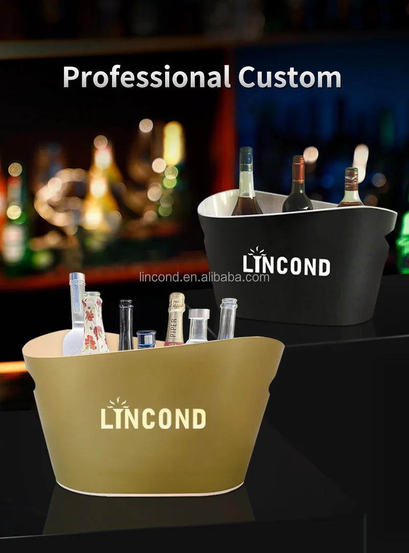 Plastic Large Champagne Wine Ice Bucket,Multi Colors Changing Led Ice