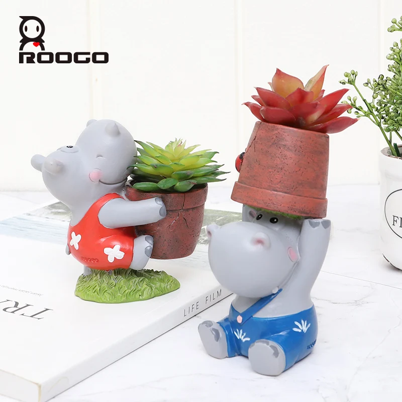 
Roogo каучуковый гиппопотамус в форме цветочных Горшков 