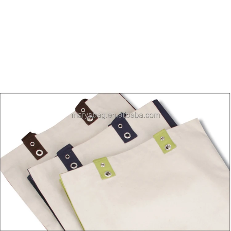 Cotton Canvas Tote Bag with Metal Grommets Reinforced Handles, View