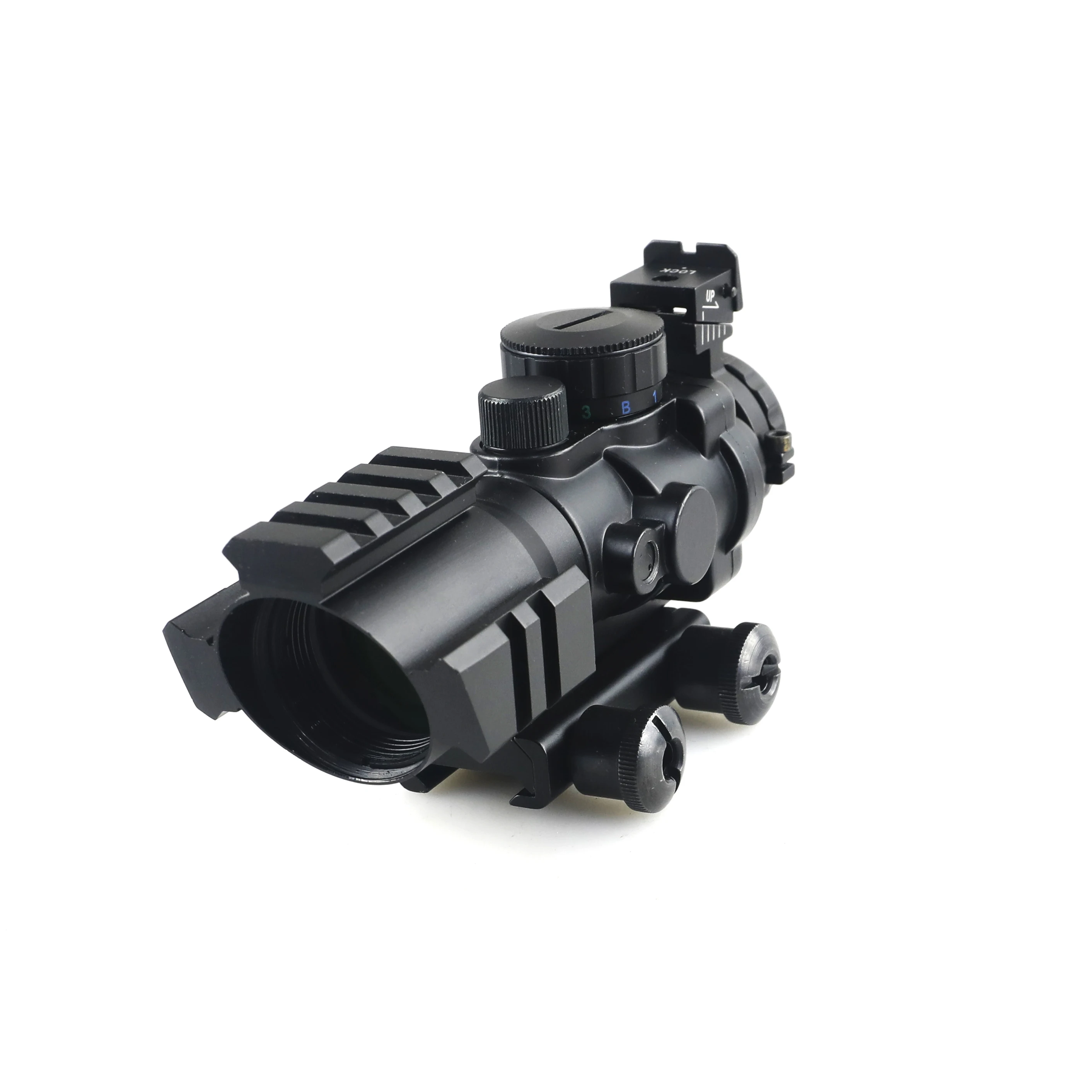 Scopes 4X Magnification with Three Sided Guide-rail Combine with HD107 Red Dot Sight for Outdoor Hunting Sports