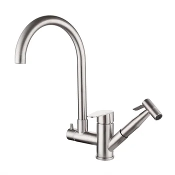 Modern 3 Multifunction Flexible Kitchen Faucet Sink Pull Out Kitchen Taps with Shattaf Kitchen Taps