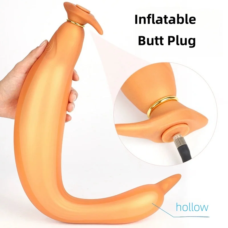 Inflatable Butt Plug Long Liquid Silicone Anal Plug Detachable Needle Expansion Sex Toys for Solo Couple Play Masturbators