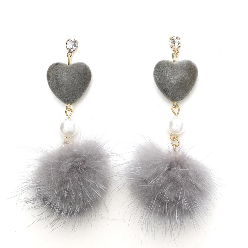 fluffy heart earrings