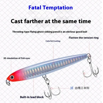 Factory Wholesale Long-Range Submersible ABS Plastic Bait Ghost Fly Lure with Three-Hook Blood Groove Hooks – Hard Lure – view 5