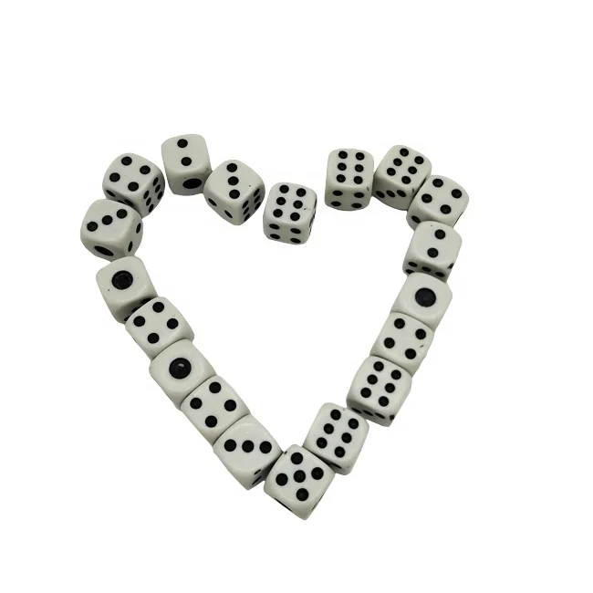 Wholesale 10mm White Round Corner Square Dice with Black Dots Normal Caisno Game Dice