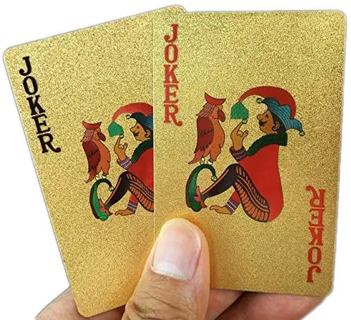 Прямая поставка, быстрая доставка, печатная бумага на заказ, пластиковый Золотой набор для покера 24k в деловом стиле, позолоченные игральные карты