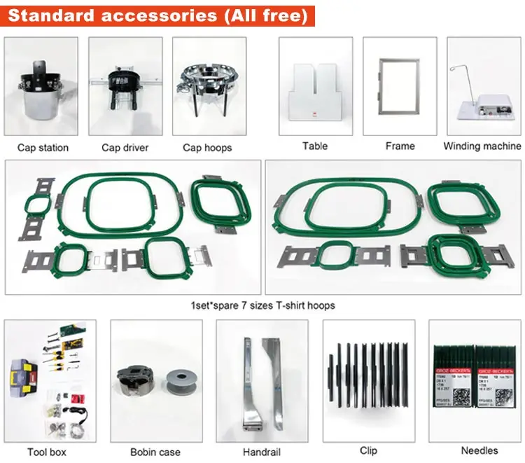 Bordadora Dos Cabeza Cabezal 2 Head Electronic Embroidery Machine Price Sequin Sequence Device for Bag