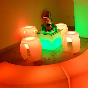 RGB LED Glowing Bar Nightclub Chair Portable USB Charging Waterproof Modern Outdoor Plastic Triangle Nightstand Furniture
