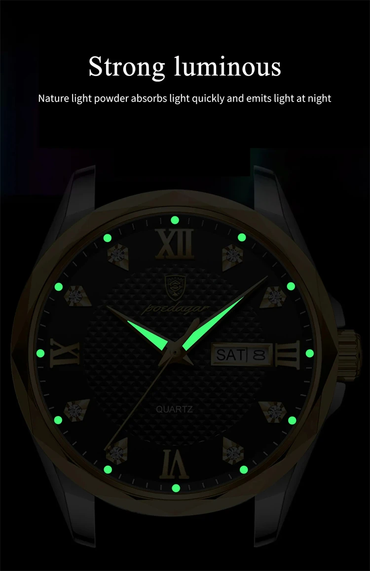 2024 New POEDAGAR 998 Luxury Watch Business Waterproof Male Clock Luminous Date Stainless Steel Original Quartz Men Watch
