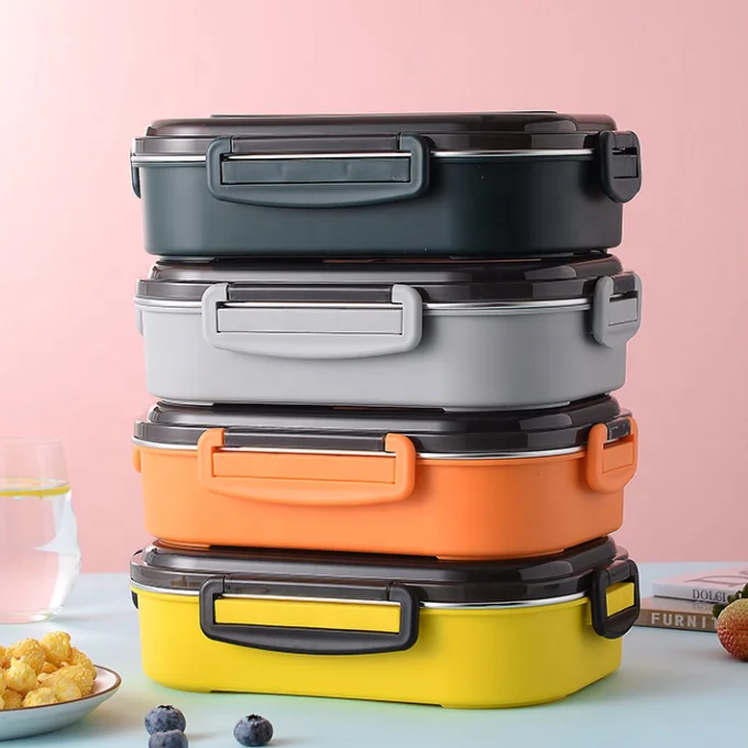 5588C Food container storage boxes lunch box in 304 stainless steel liner thermos of Leakproof Bento lunch box