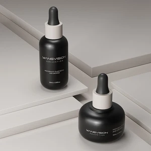 Stylish and Simple Design 30ml Black Bottle With Gray Dropper Young Personalized Glass Bottle Customization