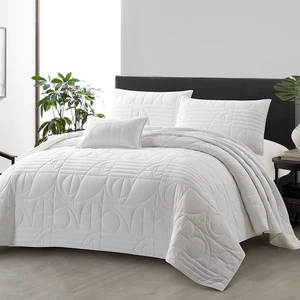 For KOSMOS Modern White Customized 4pcs Bedding Sets Simple Bedspread Coverlet Quilts with Polyester Woven All Home Textile