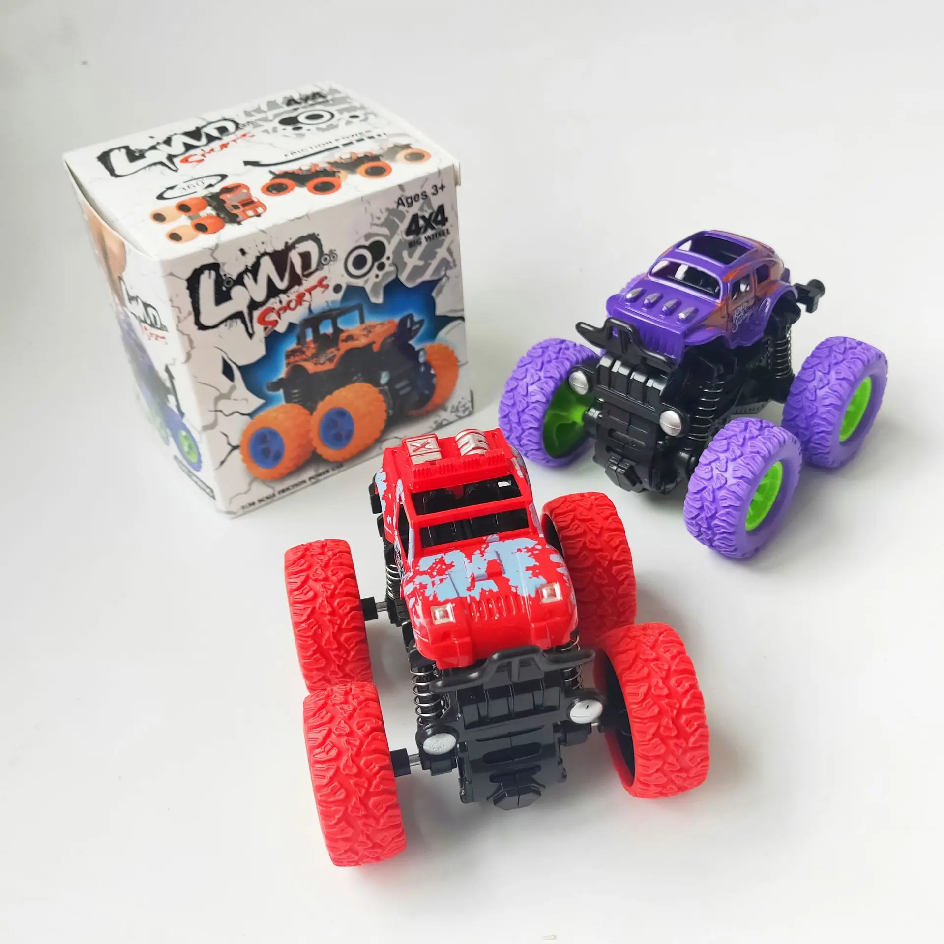 Мини инерционная внедорожная четырехколесная машина с приводом, автомобиль с отрывом, детская Игрушечная машина, пластиковая фрикционная трюковая машина, детские игрушки